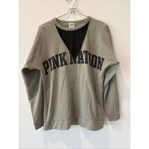 Victoria's Secret PINK NATION Super Soft Sweatshirt-Olive green Size XS